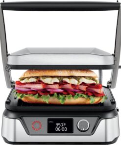 5-In-1 Digital Panini Press Grill Sandwich Maker and Griddle Grill Combo with Removable. Reversible Dishwasher-Safe Grilling Plates. Opens 180° for Indoor BBQ or Flat Top Grill