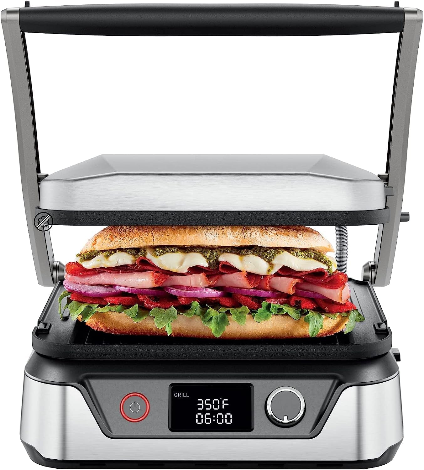 5-In-1 Digital Panini Press Grill Sandwich Maker and Griddle Grill Combo with Removable. Reversible Dishwasher-Safe Grilling Plates. Opens 180° for Indoor BBQ or Flat Top Grill