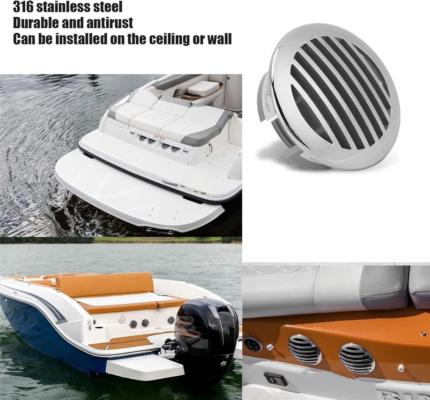 Boats Airflow Vent Cover 4Pcs 3.5In 316 Stainless Steel High Polished Cap Boats Air Outlet Grill Marine Parts for Yachts Rvs - Image 2