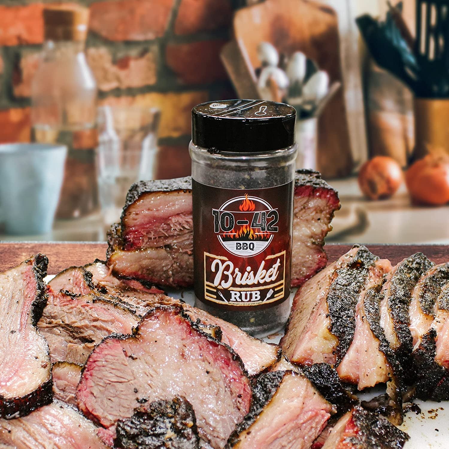 10-42 BBQ Brisket Rub - All-Natural Spice Seasoning for Steak. Rib. Beef Brisket - Barbecue Meat Seasoning Dry Rub - BBQ Rubs and Spices for Smoking and Grilling - No MSG. 0 Calorie - 10.5Oz Bottle - Image 3
