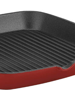 CI30-23CR Chef'S Classic Enameled Cast Iron 9-1/4-Inch Square Grill Pan. Cardinal Red