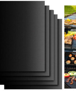 Grill Mats for Outdoor Grill. Grill Mats Non Stick Set of 5 BBQ Grill Mat Baking Mats Teflon BBQ Grill Accessories Reusable.Works on Gas. Charcoal. Electric Grill 15.75 X 13-Inch. Black