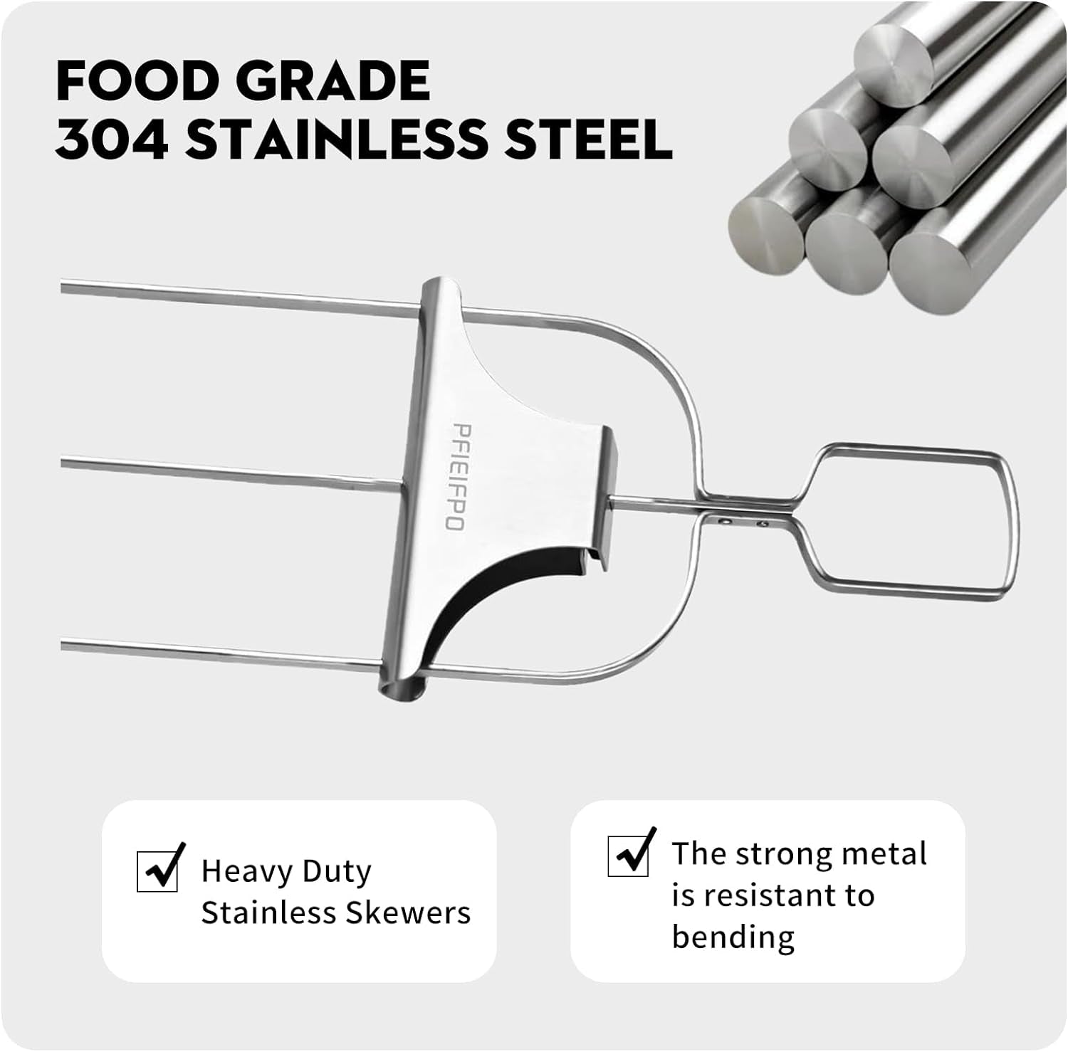 10PCS Kabob Skewers for Grilling.3.Double and Single Pronged Grilling Accessories.304 Stainless Steel Metal Skewers for Kabobs with Push Bar for Quick Release.With Storage Bag and Oil Brush - Image 4