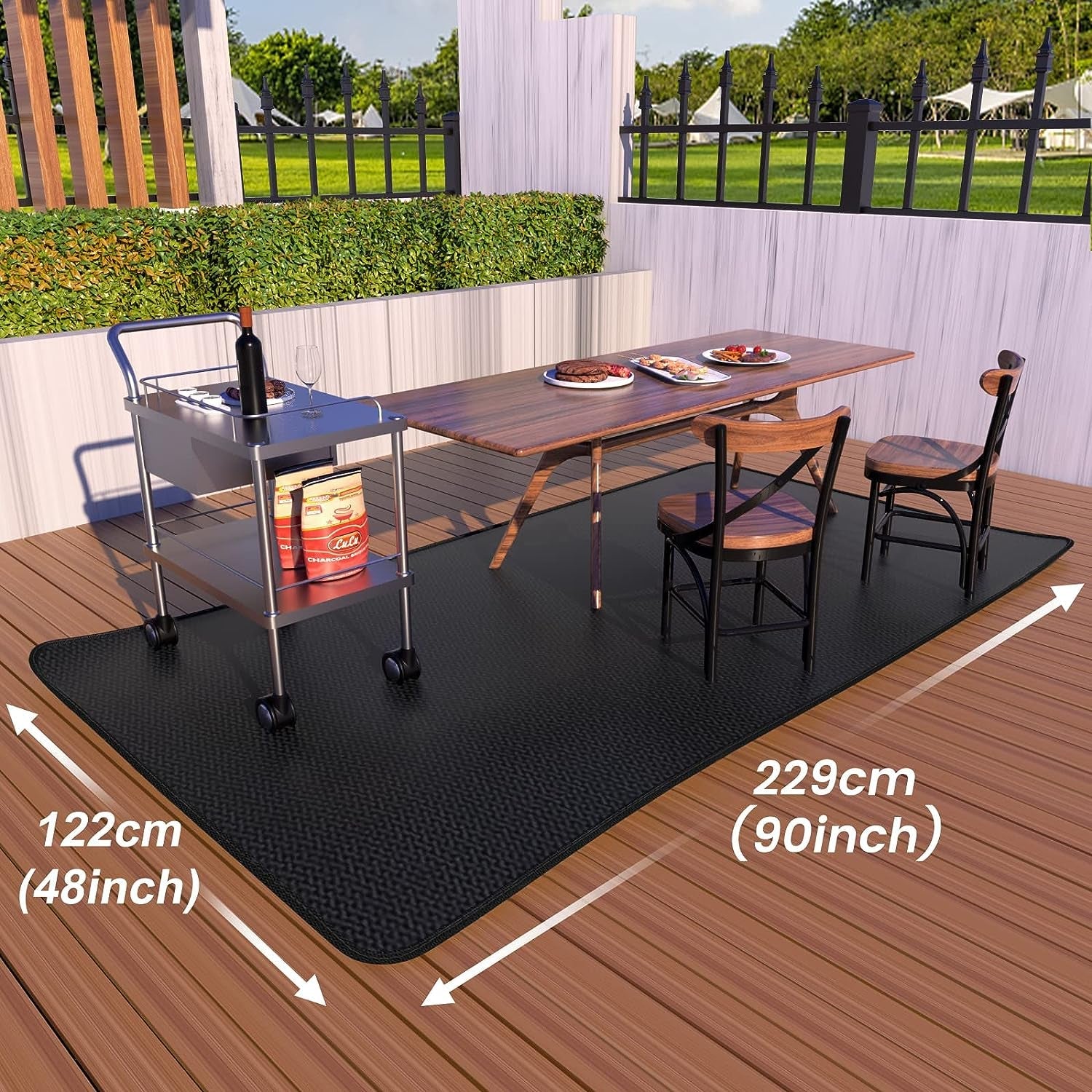 Super Extra Large 90X48 Inch under Grill Mat for Outdoor Grill. Charcoal. Flat Top. Smoker. Deck Patio Protection Mats. Indoor Fireplace Mats. Fire Pit Mat. Both Sides Fireproof Waterproof Pad - Image 2