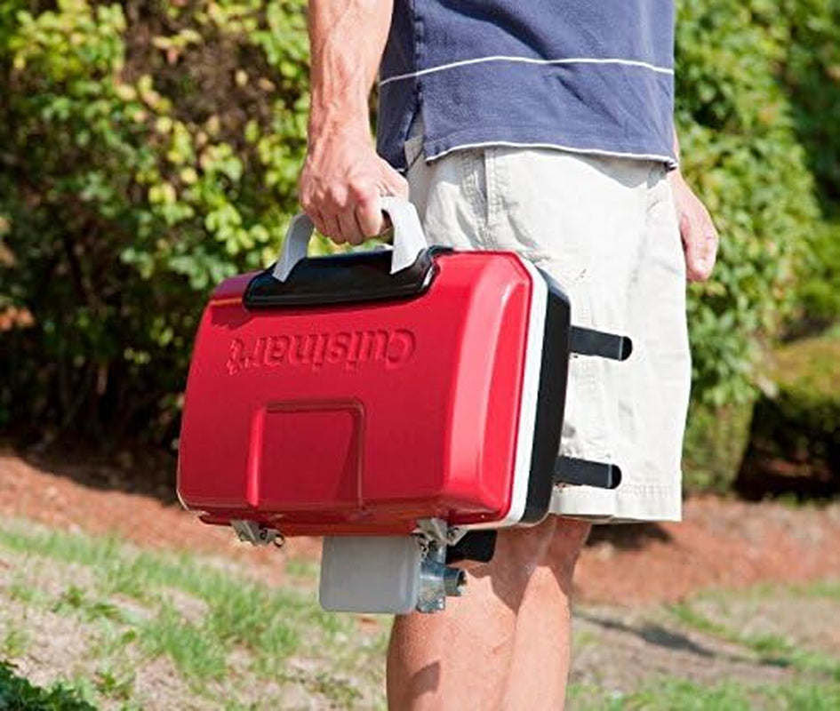 Cuisinart Petite Gourmet Portable Gas Grill. Compact & Lightweight Tabletop Small Grill for Bbqs. Camping. Tailgates & Small Spaces. 5.500 BTU Burner Folding with Carry Handles. Red - Image 6