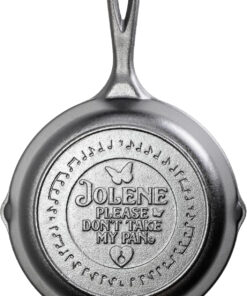 Lodge 8 Inch Dolly Parton Pre-Seasoned Cast Iron Stamped Skillet - Signature Teardrop Handle - Use in the Oven. on the Stove. on the Grill. or over a Campfire - Jolene