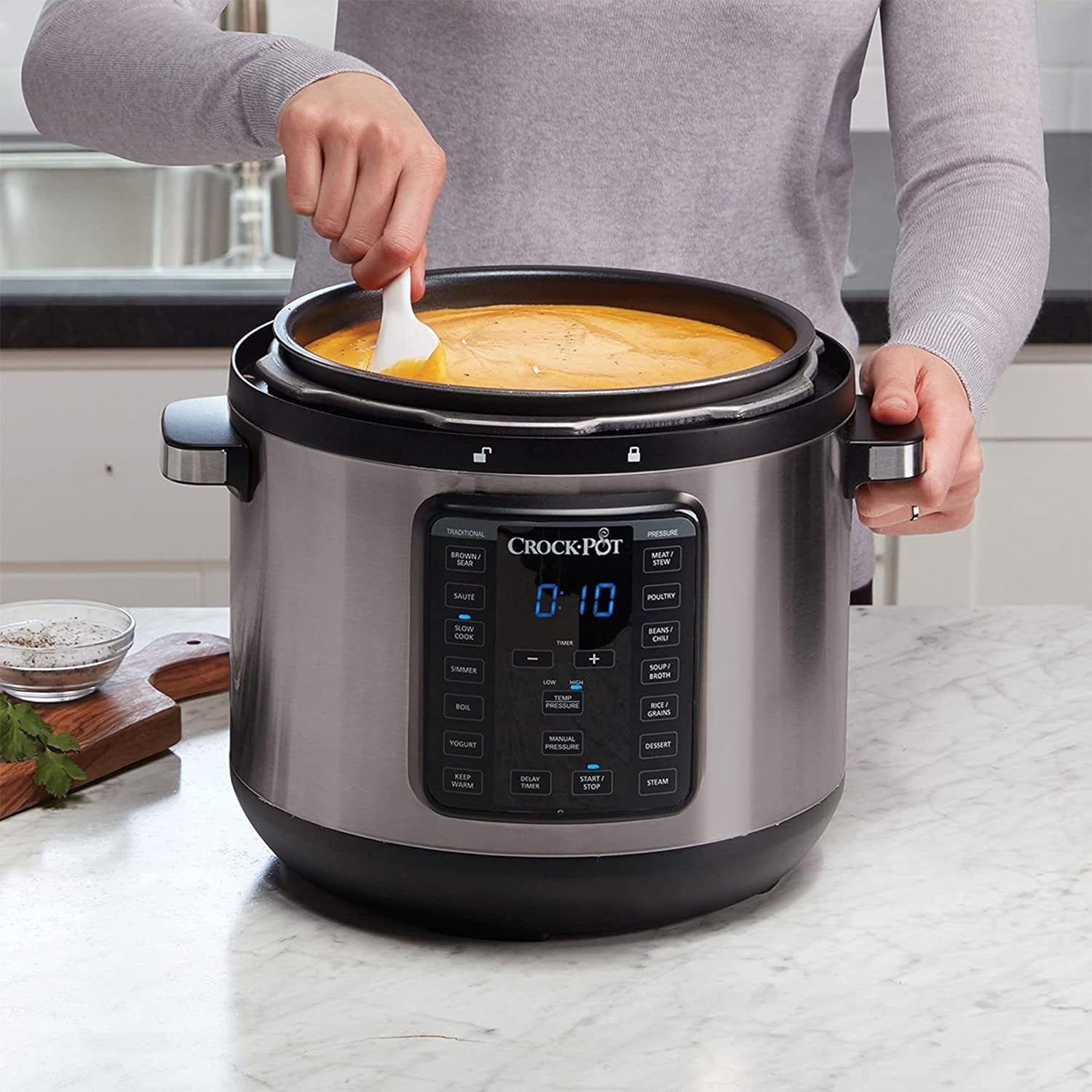 Crock-Pot 8-Quart Multi-Use XL Express Crock Programmable Slow Cooker and Pressure Cooker with Manual Pressure. Boil & Simmer. Black Stainless - Image 5