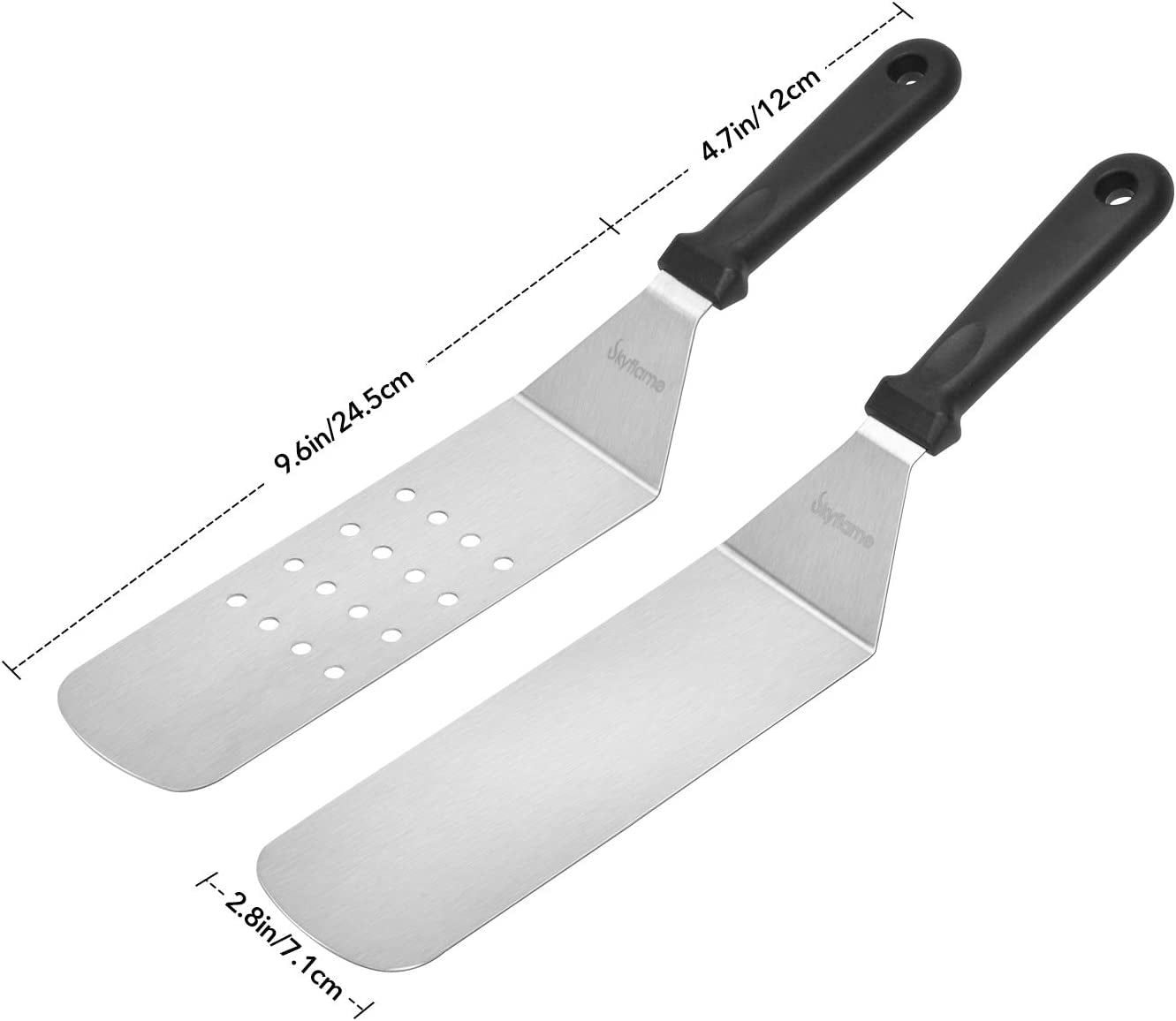 Skyflame 3 Piece Griddle Accessories Kit. Stainless Steel Professional Long BBQ Grill Spatula/Turner & Scraper Set for Flat Top Grill Hibachi Camping Cooking - Image 2