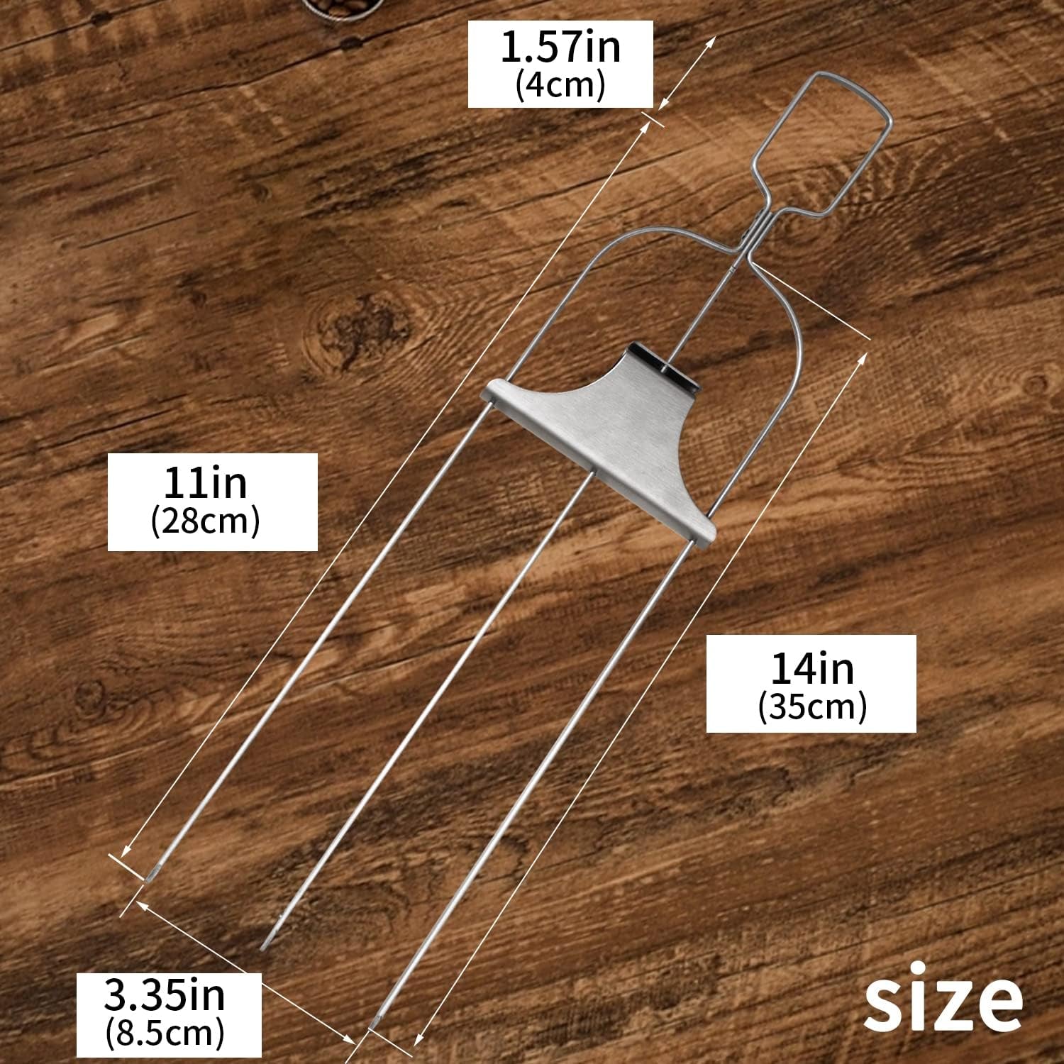 Chuanke 3-Prong Stainless Steel Skewers for BBQ Grilling with Push Bar Slider Easy Food Removal (1) - Image 2