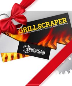 Mountain Grillers BBQ Grill Grate Scraper Wide Portable Grill Scrubber Fits Almost Any Grill. Griddle. Smoke Oven Grate Compact Non Slip Stainless Steel Grill Cleaner Tool with Built-In Bottle Opener
