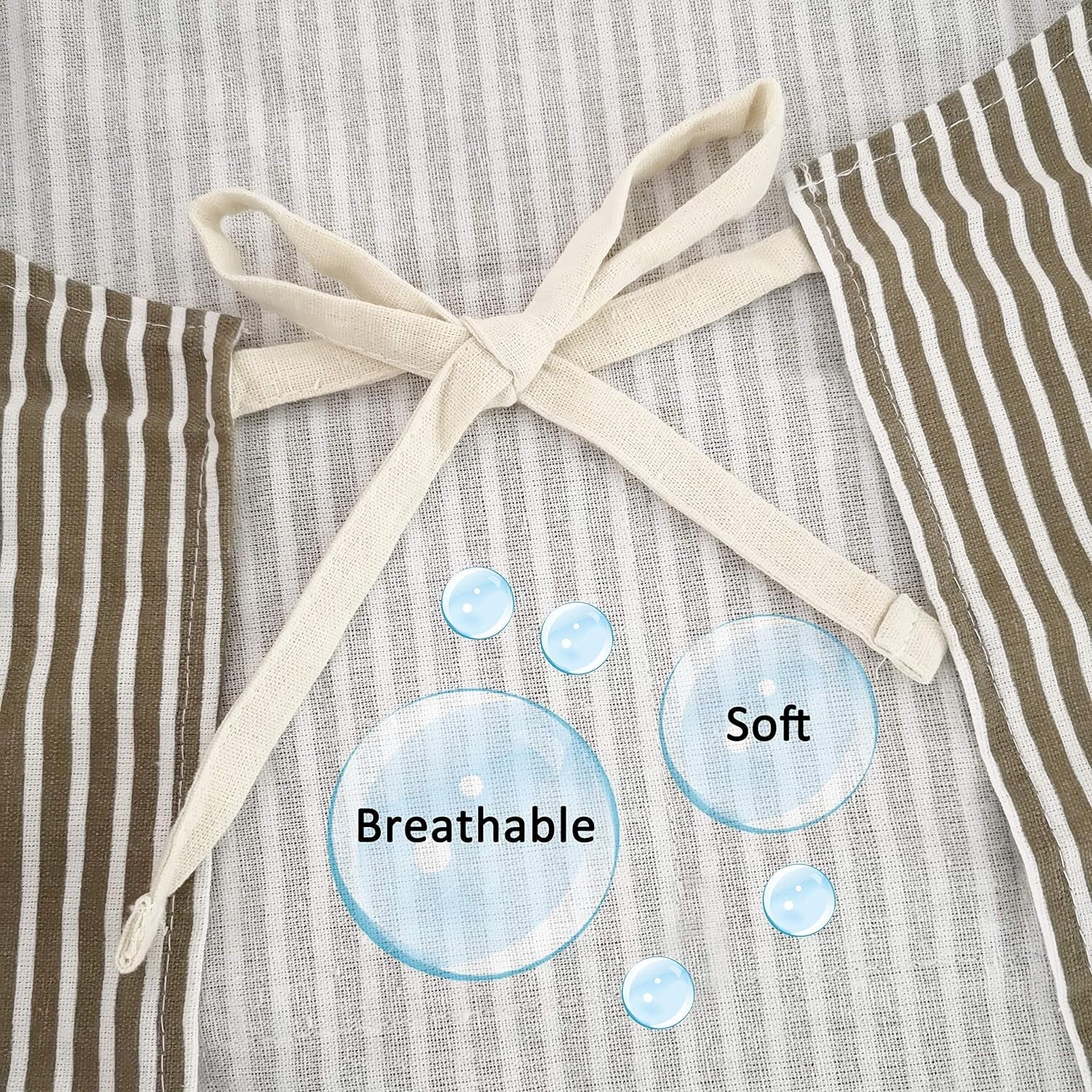 Aprons 2 Pack Adjustable Bib Aprons with 2 Pockets Cotton Linen Cooking Kitchen Chef Apron for Women and Men - Image 3