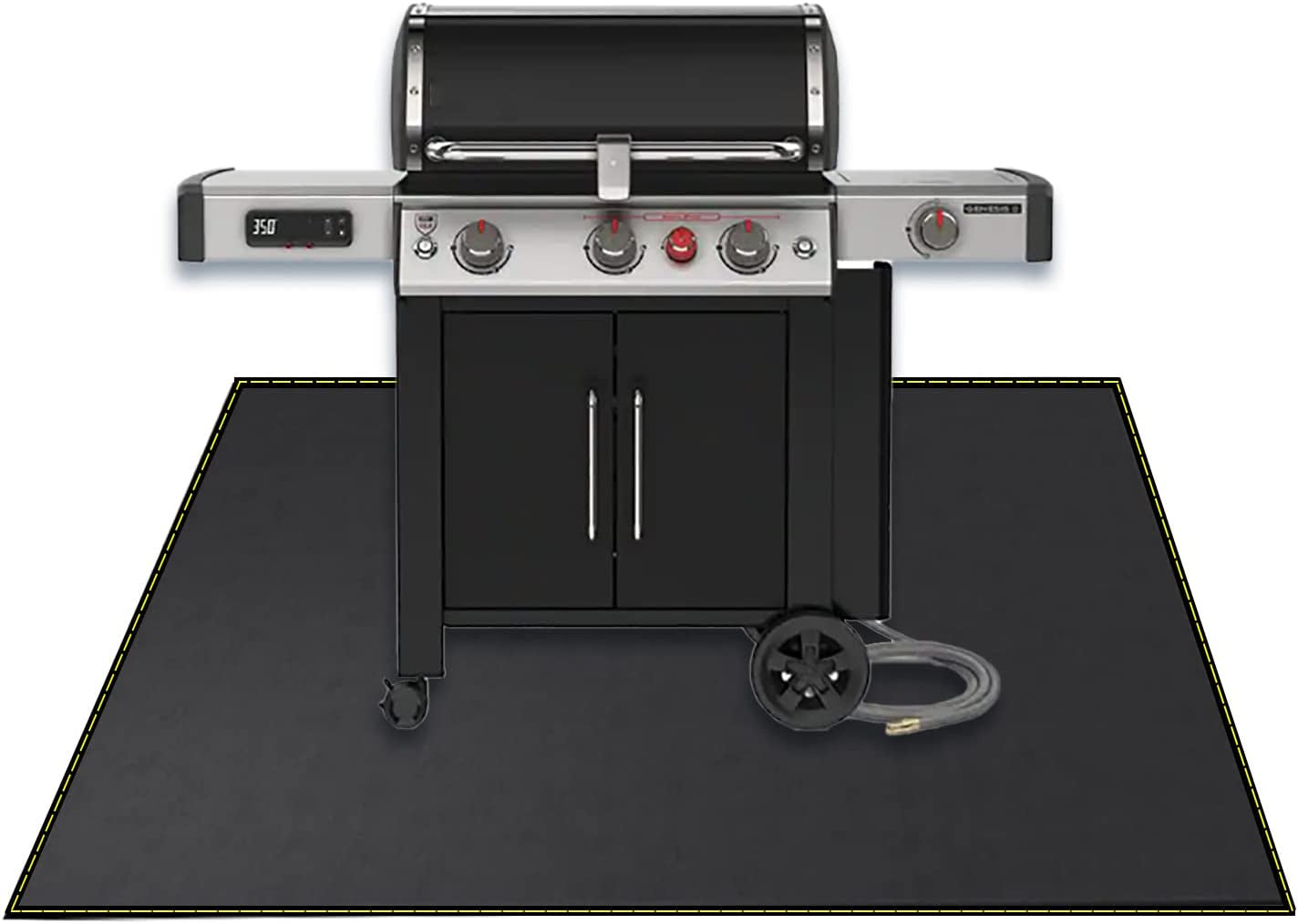 under Grill Mat for Outdoor Grill Deck Patio Protector Extra Large 40''X60'' Fireproof Waterproof Oil-Proof Fire Pit Mat Silicone Fiber Glass BBQ Floor Mat (40''X60'')