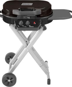 Coleman Roadtrip 225 Portable Stand-Up Propane Grill Gas Grill with Push-Button Starter Folding Legs & Wheels Side Table & 11000 Btus of Power for Camping Tailgating Grilling & More