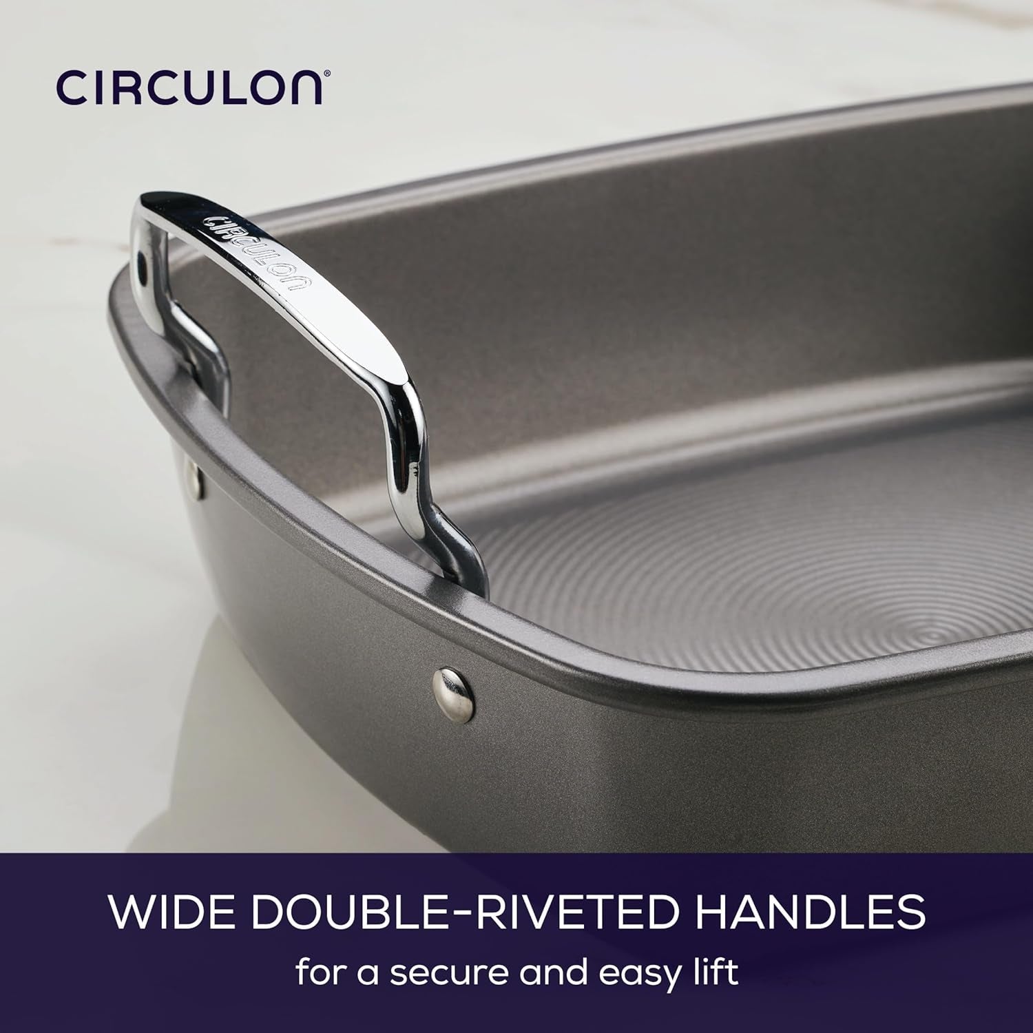 Circulon Nonstick Roasting Pan / Roaster with Rack - 17 Inch X 13 Inch. Gray - Image 5