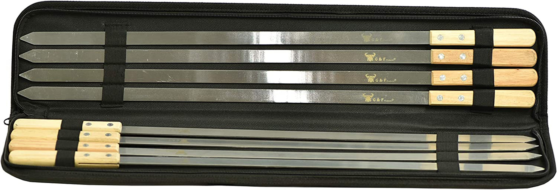 G & F Products 25619 2020 23 Inch Long 5/8 Inch Wide 2Mm Thin Stainless Steel BBQ Skewer 8 Piece. Silver - Image 7