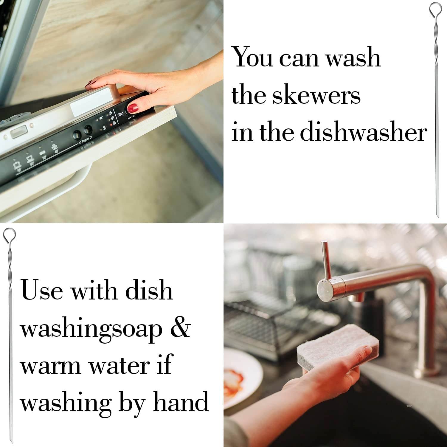 Skewers for Grilling - 12 Pcs Set - 17 Inch Skewers for Kabobs Shashlik - BBQ Skewers Stainless Steel - Shish Kabob Grill Skewers Ideal Kabob Skewer for Meat Shrimp Chicken Vegetable - Image 4