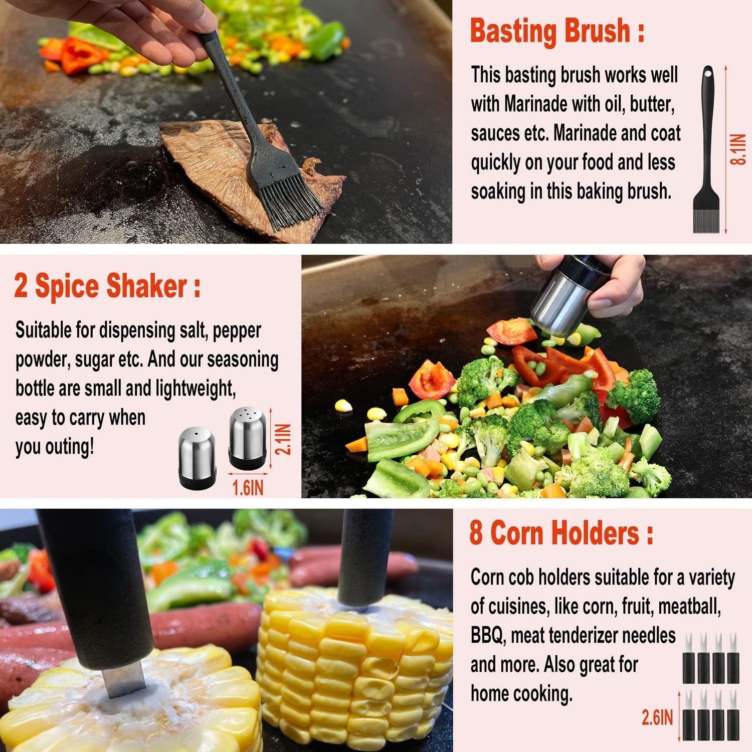 38PC Flat Top Grill Griddle Accessories Set - Must Have for Your Outdoor Griddle with Professional Griddle Spatula. Cleaning Kit. Grill Basting Cover - Ideal Griddle Gift for Men Women - Image 5