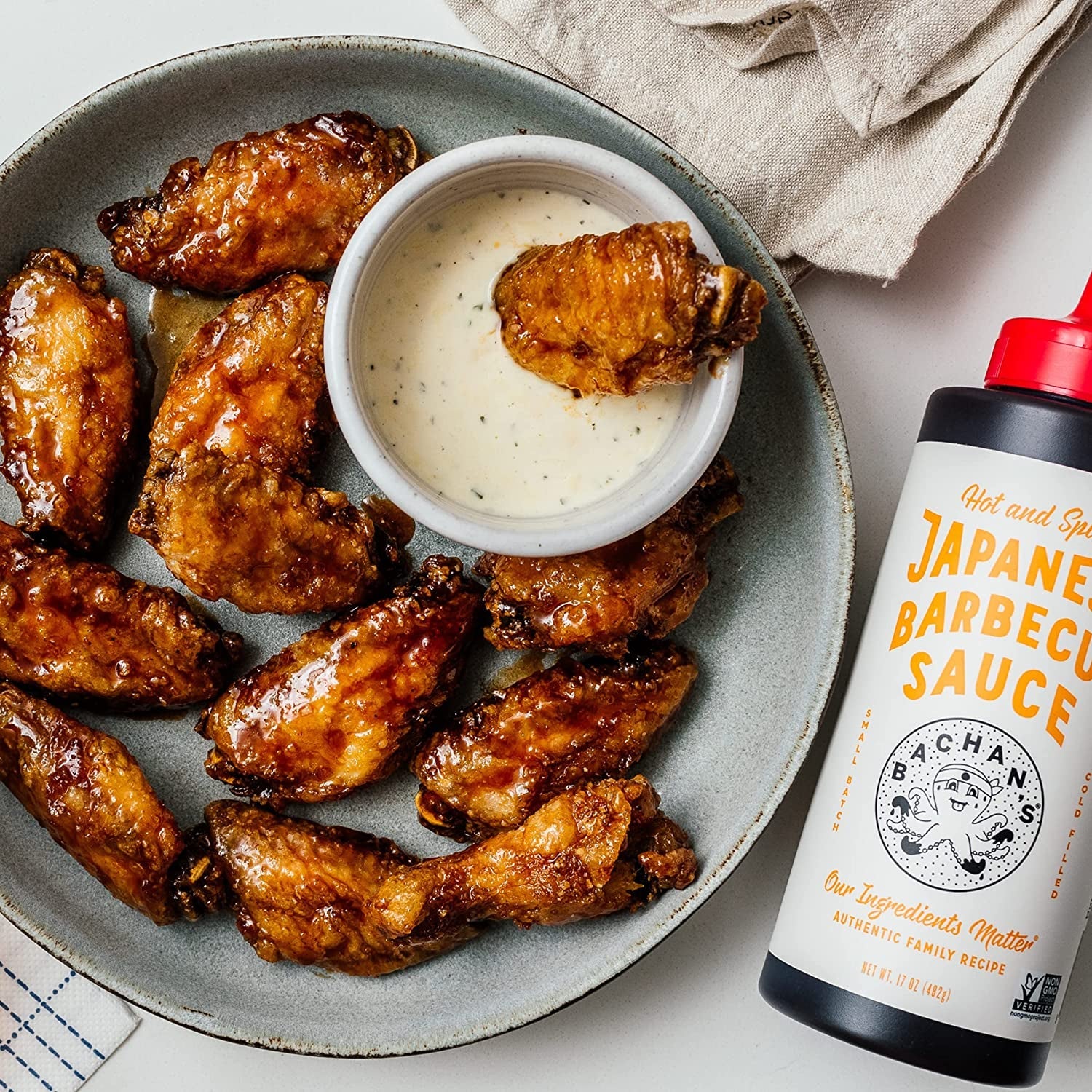 Bachan'S Variety Pack Japanese Barbecue Sauce. (1) Original (1) Hot and Spicy. BBQ Sauce for Wings. Chicken. Beef. Pork. Seafood. Noodles. and More. Non GMO. No Preservatives. Vegan. BPA Free - Image 3