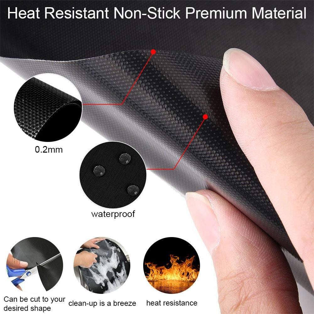 Grill Mats for Outdoor Grill. Grill Mats Non Stick Set of 5 BBQ Grill Mat Baking Mats Teflon BBQ Grill Accessories Reusable.Works on Gas. Charcoal. Electric Grill 15.75 X 13-Inch. Black - Image 4
