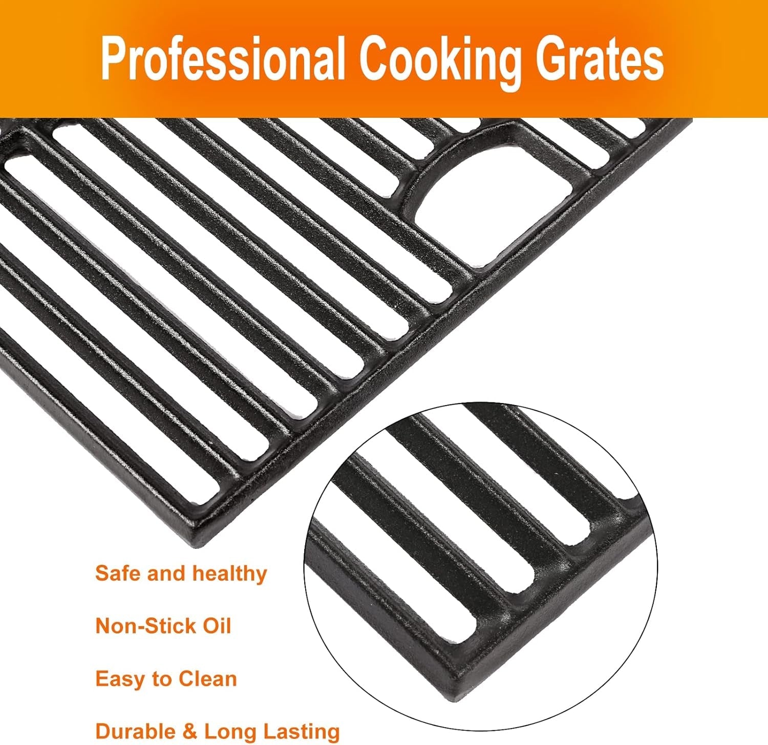 Hisencn 17 Inch Grill Cooking Grates for Homedepot Nexgrill 720-0896 720-0896B 720-0896C 720-0896CP 720-0896E. Cast Iron Grate Grill Grid Replacement Parts for Nexgrill 720-0898 720-0898A. 3 Pack - Image 5