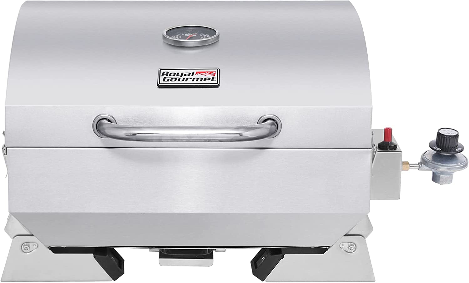 GT1001 Stainless Steel Portable Grill. 10000 BTU BBQ Tabletop Gas Grill with Folding Legs and Lockable Lid. Outdoor Camping. Deck and Tailgating. Silver - Image 2