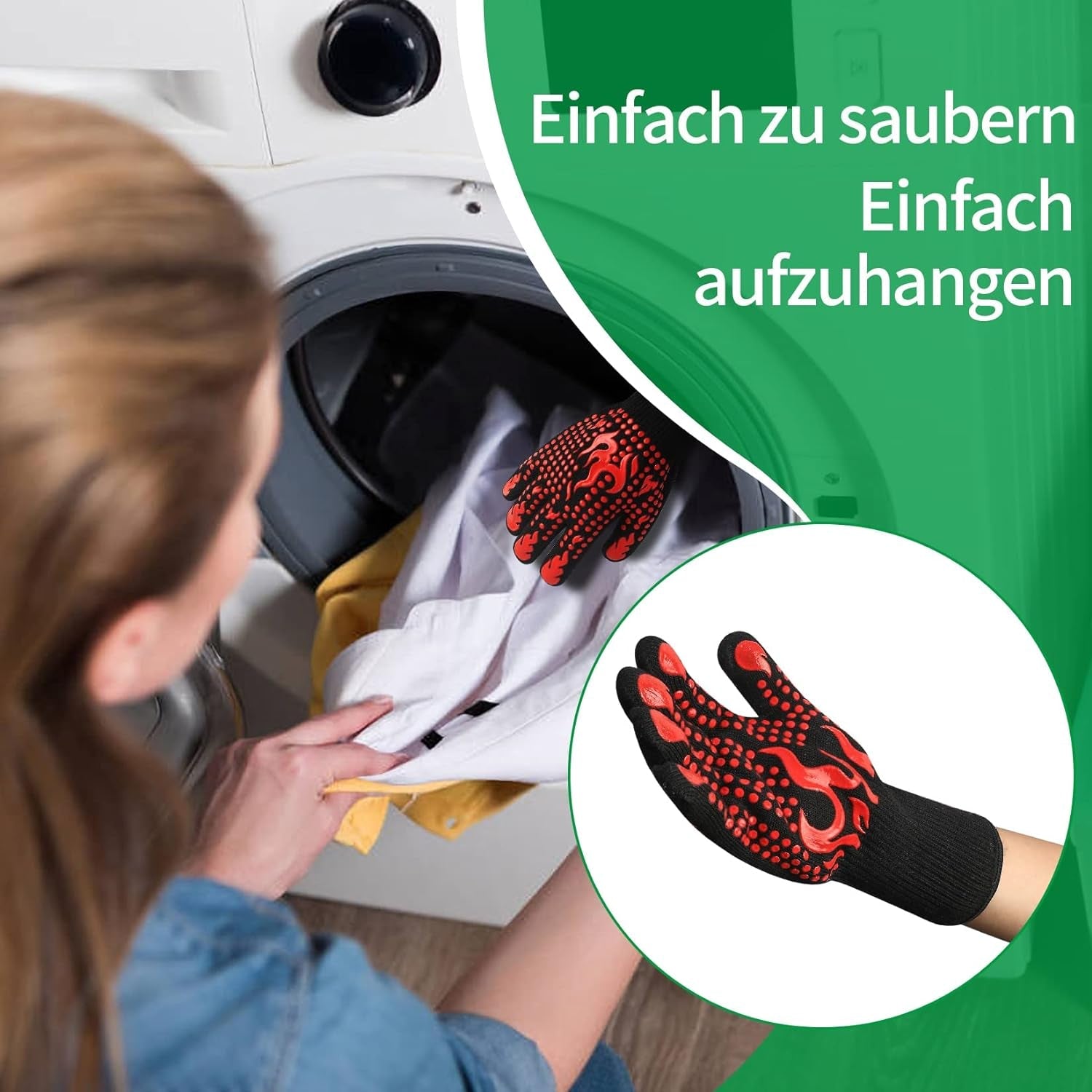 1 Pair/2 Pieces BBQ Gloves. Grilling Gloves. Heat Resistant Barbecue Oven Gloves. 1472°F/800°C Kitchen Fireproof Mitts Heat Proof for Grilling. Baking. Cooking. Welding Gloves Mitts - Red - Image 6