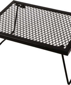 CAMPMAX Folding Campfire Grill Grate. Portable Heavy Duty Steel over Fire Camp Grill for Outdoor Camping Cooking Fire Pit. Black