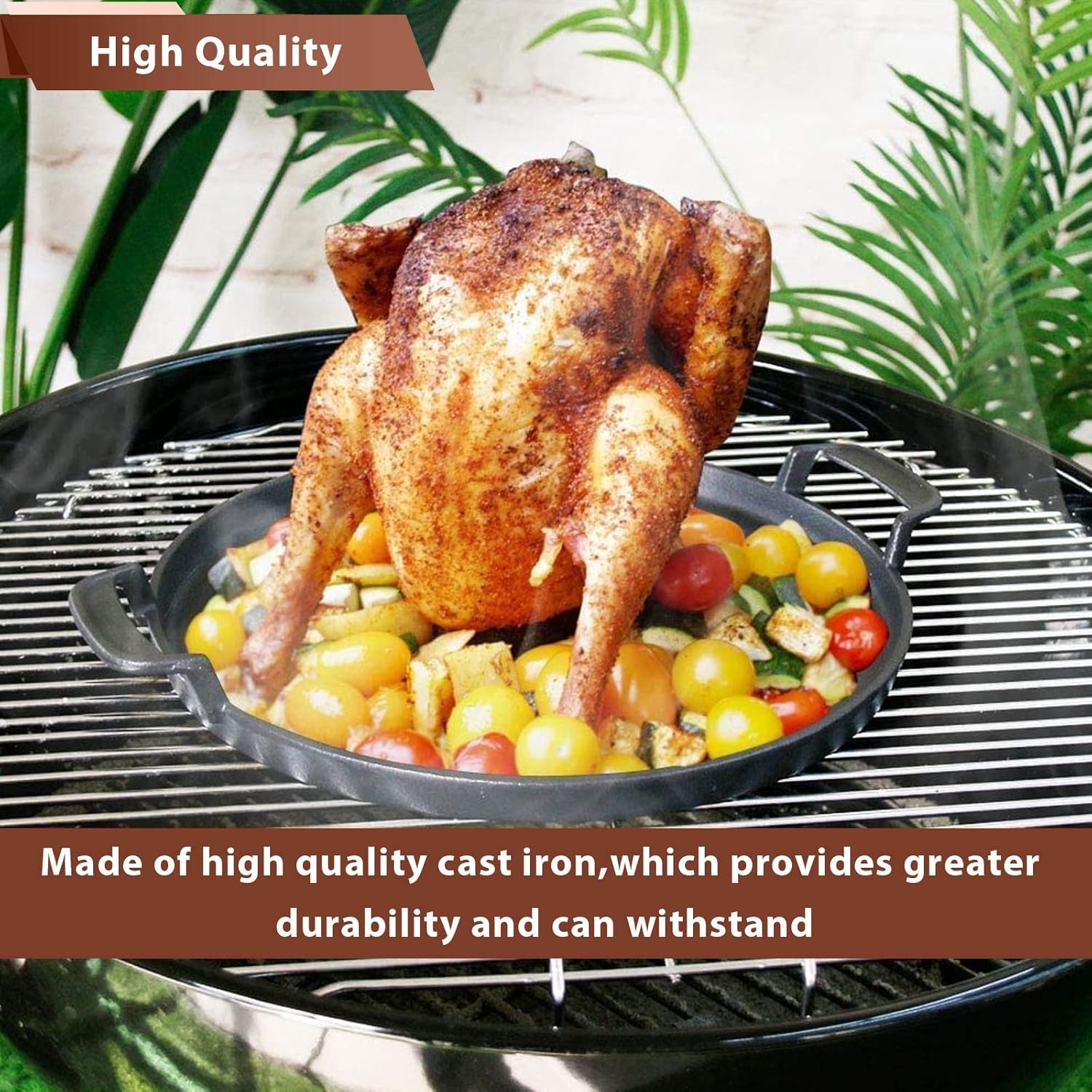 Qulimetal 7421 Gourmet BBQ System Griddle for Weber 22 1/2 Inch Charcoal Grills. Cast Iron Griddle Weber Original Kettle Premium 22.5'' Smokers. Performer Premium Grill - Image 8