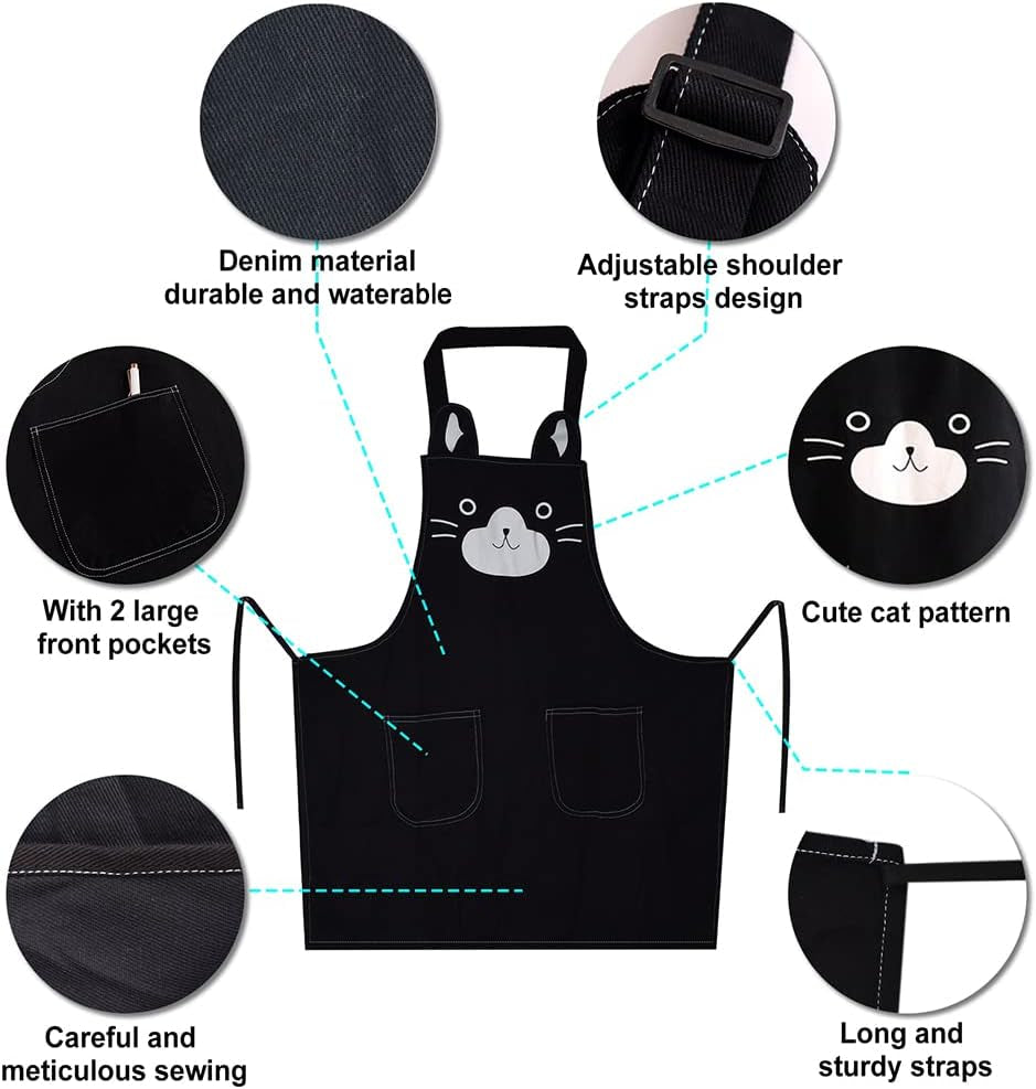 Cute Apron for Women Girl. Aprons with Front Pocket for Cooking Serving Painting Gardening. Gifts for Friends - Image 3
