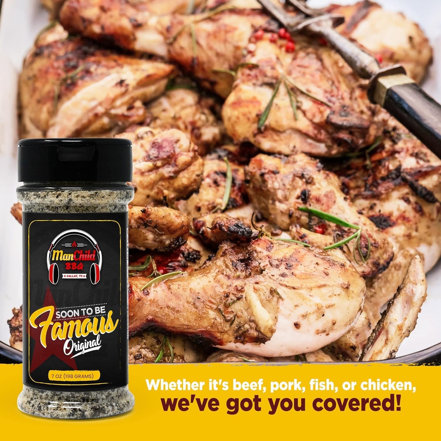 BBQ Rub by Manchild | Classic BBQ Rubs and Spices | Soon to Be Famous BBQ Seasoning Mix for Cooking. Grilling. Smoking Any Meat.Beef. Brisket. Steak. Pork. Chicken. Turkey | Gluten Free. No MSG. 7Oz - Image 7