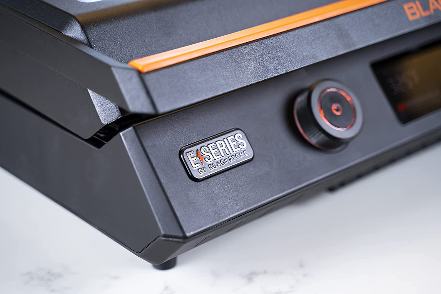 22-Inch Electric Griddle - 1200W Non Stick Ceramic Titanium Coated Stainless Steel Tabletop Griddle with Ez-Touch Control Dial. LCD Display. Patented Rotate & Remove Glass Hood - 8001 - Image 6