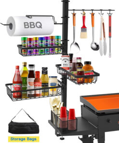 CONCONS Grill Caddy. BBQ Outdoor Kitchen Accessories for Camper. Barbeque Grill Accessories. Camping Kitchen. Barbeque Caddy for Outdoor Grill. Picnic Caddy. Outdoor Utensil Caddy. Paper Towel Holder