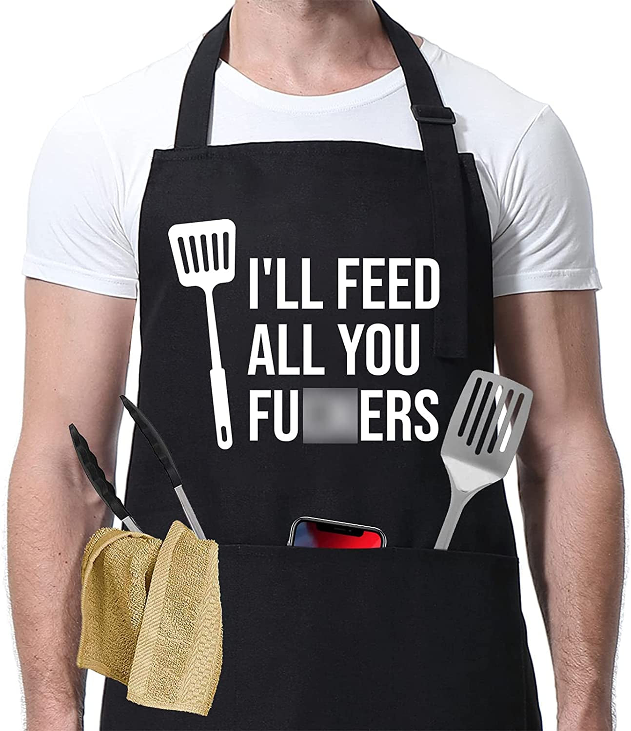 Miracu Funny Cooking Aprons for Men Women. Funny Dad Gifts for Mens Father. Mom - Fathers Day Presents. Birthday Gifts for Dad Step Brother Boyfriend Husband. Cool BBQ Grilling Kitchen Chef Apron - Image 10