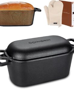 3.6QT Oval Dutch Oven for Bread Baking - Pre-Seasoned Cast Iron Sourdough Bread Pan with Lid