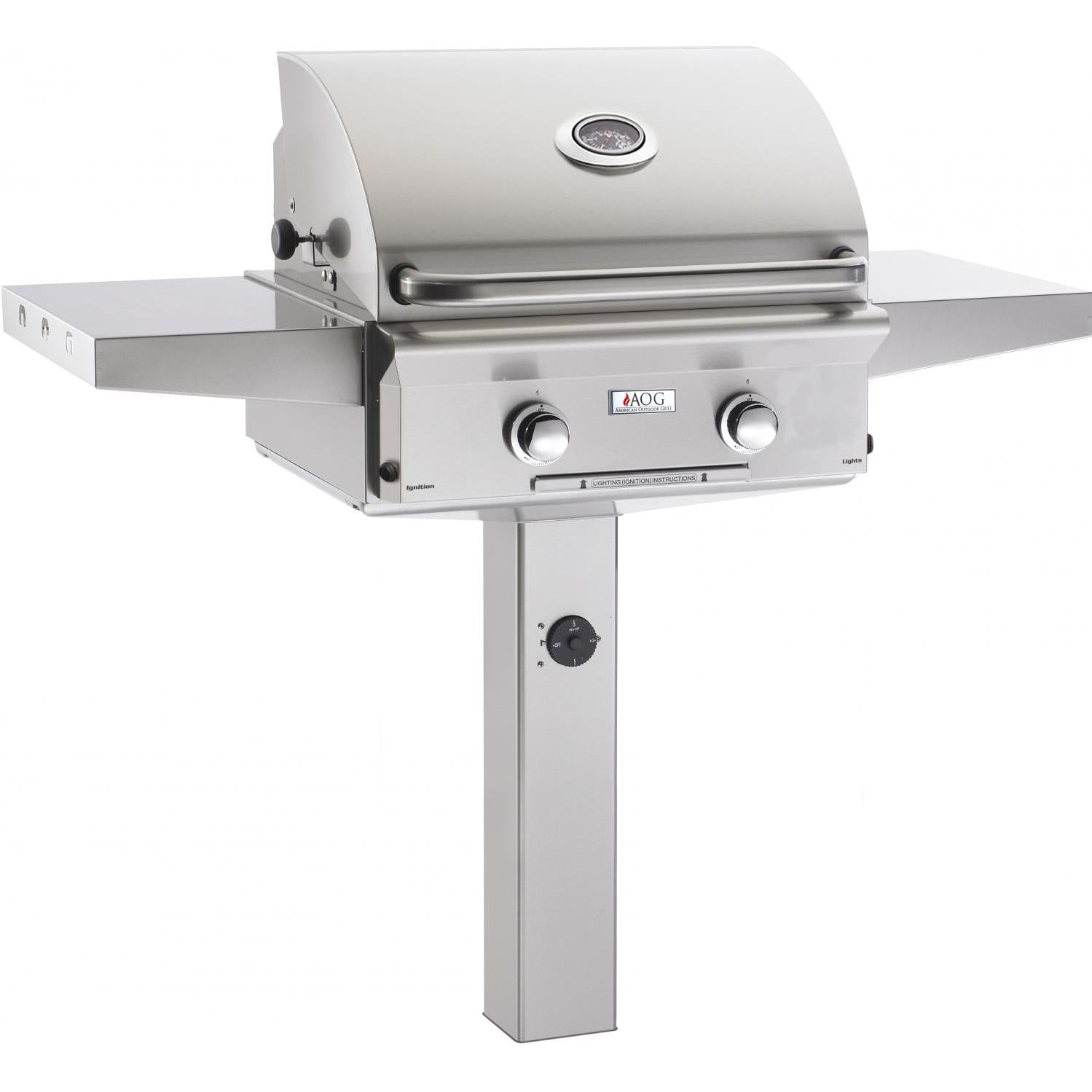 American Outdoor Grill: 24 AOG Grill on Ground Post. w/ Lights. NG (LP Conversion Kit Included)