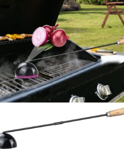 Onion Holder Grill Brush. Grill Cleaner Brush. BBQ Grill Accessories Use for Charcoal Grills. Gas Grills. 28 in Black Metal Holder. Heat Resistant(Hand Made). Grill Brush Bristle Free