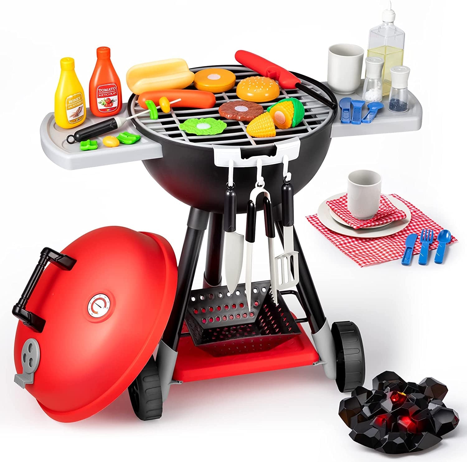 JOYIN 34 PCS Cooking Toy Set. Kitchen Toy Set. Toy BBQ Grill Set. Little Chef Play. Kids Grill Playset Interactive BBQ Toy Set for Kids