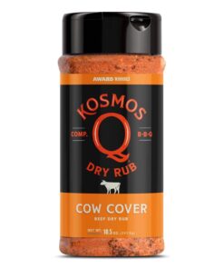 Kosmos Q Cow Cover BBQ Rub | Savory Blend | Great on Brisket. Steak. Ribs & Burgers | Best Barbecue Rub | Meat Seasoning & Spice Dry Rub | 10.5 Oz Shaker Bottle