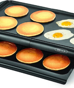 Electric Griddle with Warming Tray - Smokeless Indoor Grill. Nonstick Surface. Adjustable Temperature & Cool-Touch Handles. 10 X 18. Copper/Black