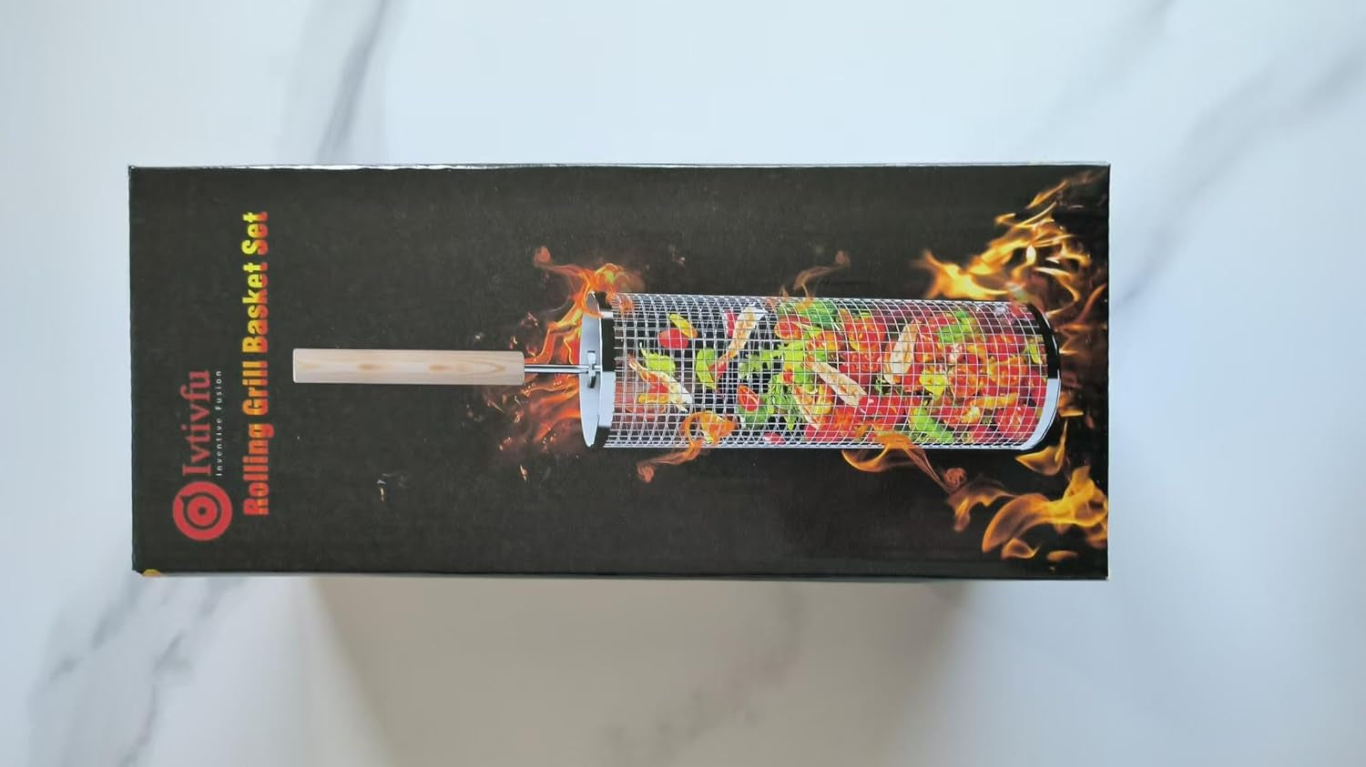 Rolling Grill Basket(2Pcs). Removable Wooden Handle. 304 Stainless Steel. Nesting Grilling Net. BBQ Accessories Tool for Vegetable Shrimp. Outdoor Cooking Camping. Birthday Gifts for Men Dad Husband - Image 12