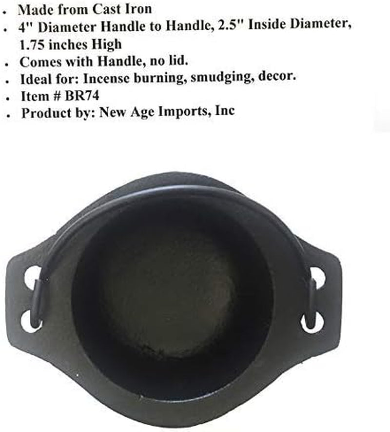 Cast Iron Cauldron W/Handle. Ideal for Smudging. Incense Burning. Ritual Purpose. Decoration. Candle Holder. Etc. (4 Diameter Handle to Handle. 2.5 inside Diameter) - Image 3