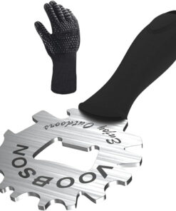 Grill Scraper Tool - Bristle Free Safe BBQ Cleaner with 1 Reusable Cleaning Gloves - Stainless Steel Heavy Duty Barbecue Brush Substitute Extended Handle & Bottle Opener Accessories