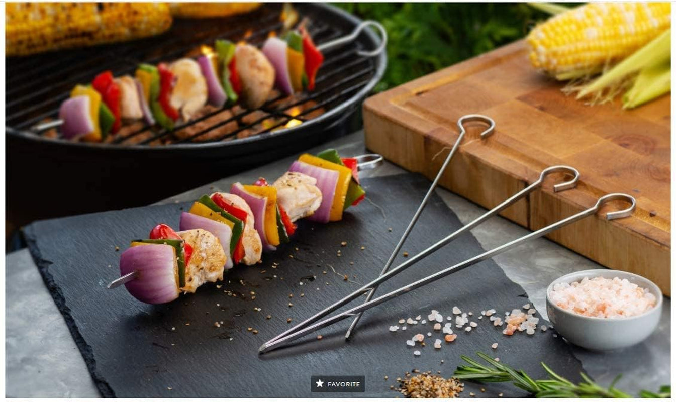 Flat Stainless Steel Kabob Skewers 12 Pack (17 Inch) - Image 4