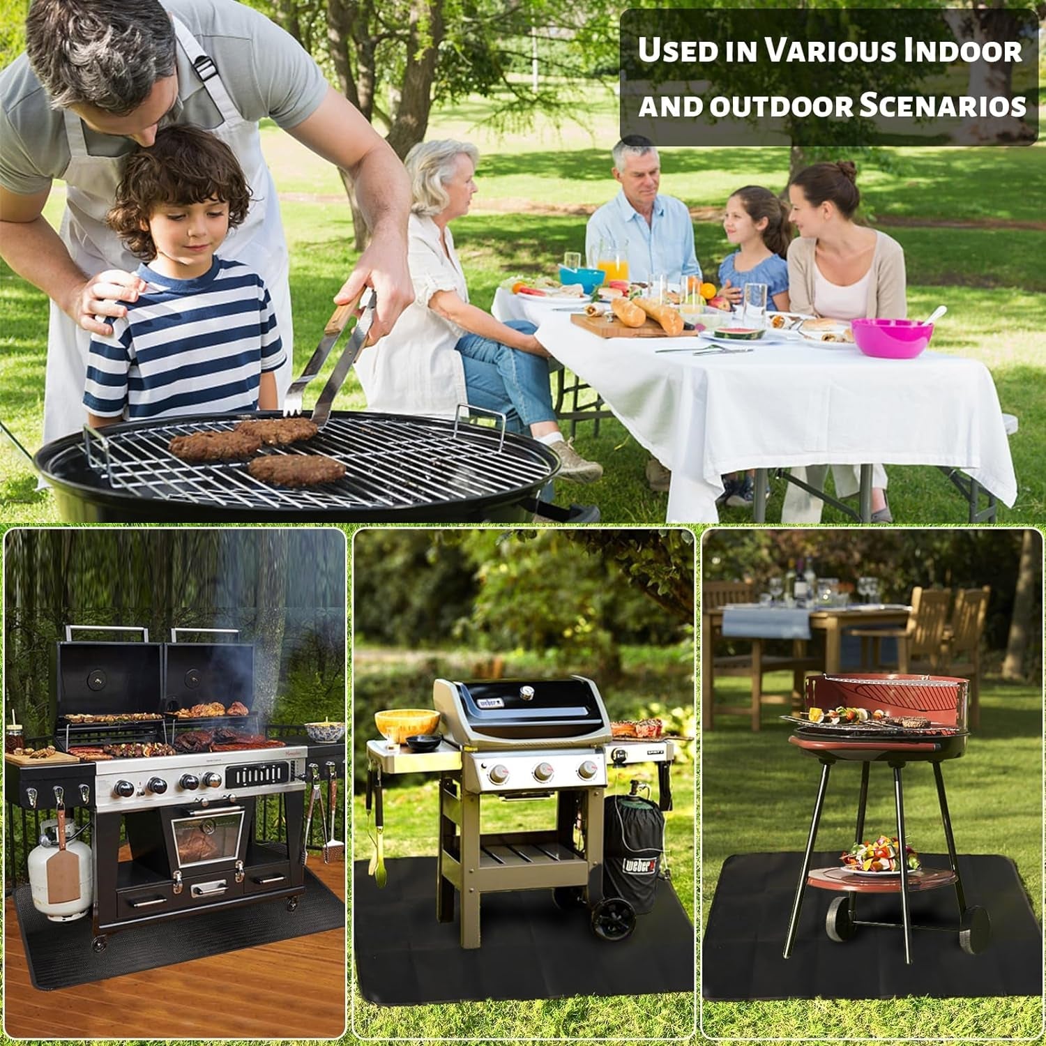 48 X 30 Inch under Grill Mats for Outdoor Grill Fireproof Grill Pad for Fire Pit Grill Deck Patio Protector BBQ Mat Indoor Fireplace Mat Fire Pit Mat Water Resistant & Oil Proof Pad - Image 7