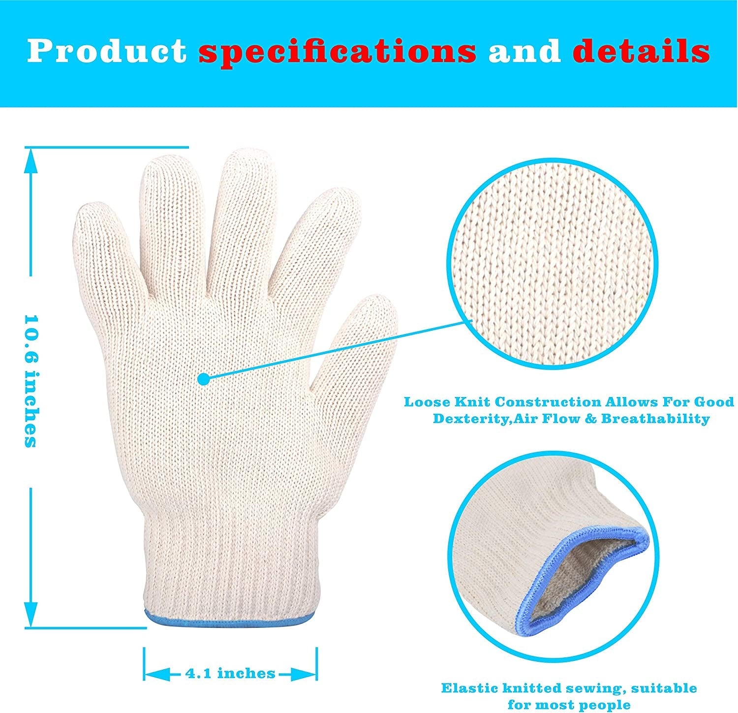 Heat Resistant Gloves - EN407 Certified 932°F Oven Gloves. Cut-Resistant Grill Gloves. Cooking Gloves for BBQ. Grilling. Baking. Cutting. Welding. Smoker Fireplace. 1 Pair (2 Pieces Set). White - Image 2