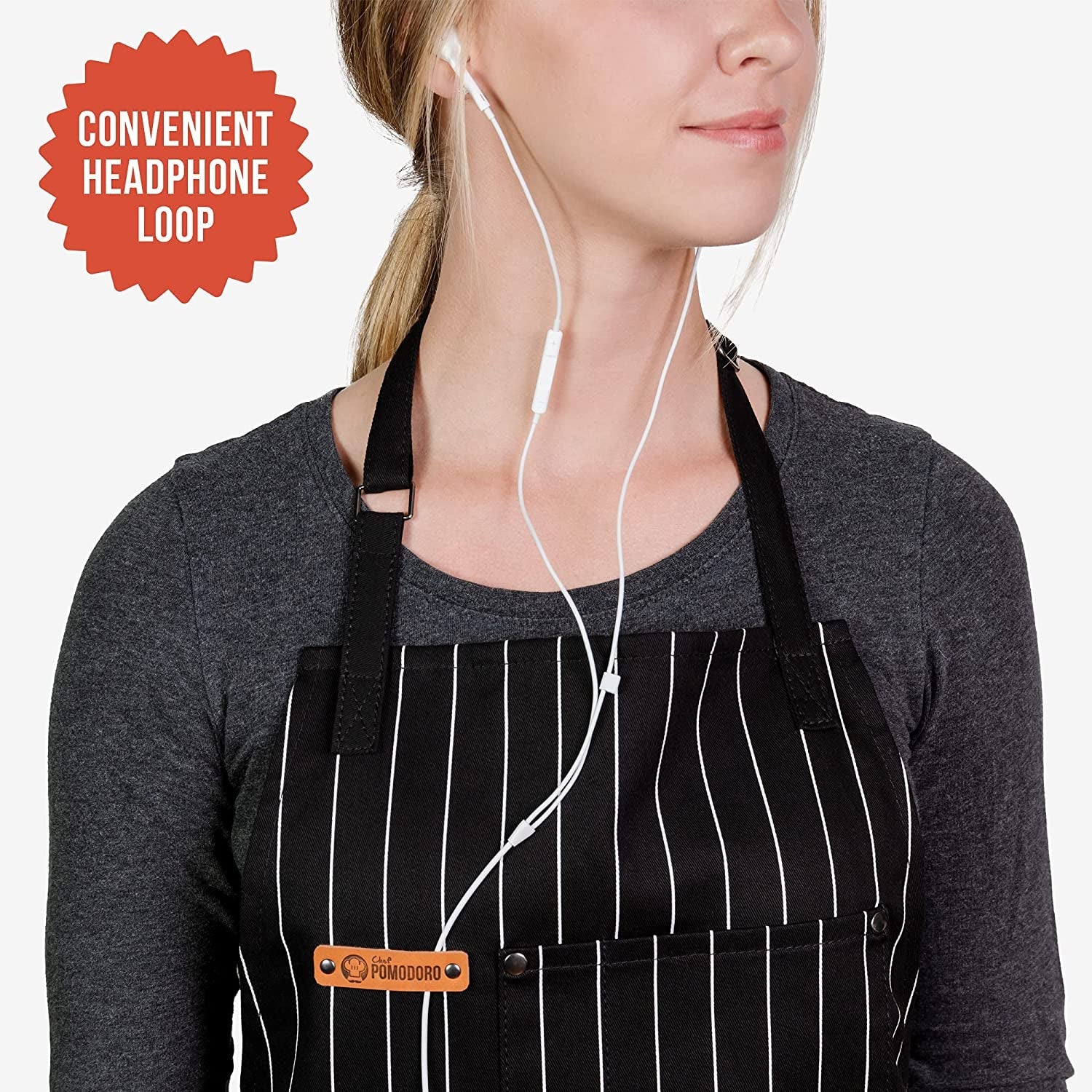 Chef Apron for Men and Women - Kitchen Apron with Pockets & Adjustable Neck Straps - Cooking Apron 100% Cotton - Image 4