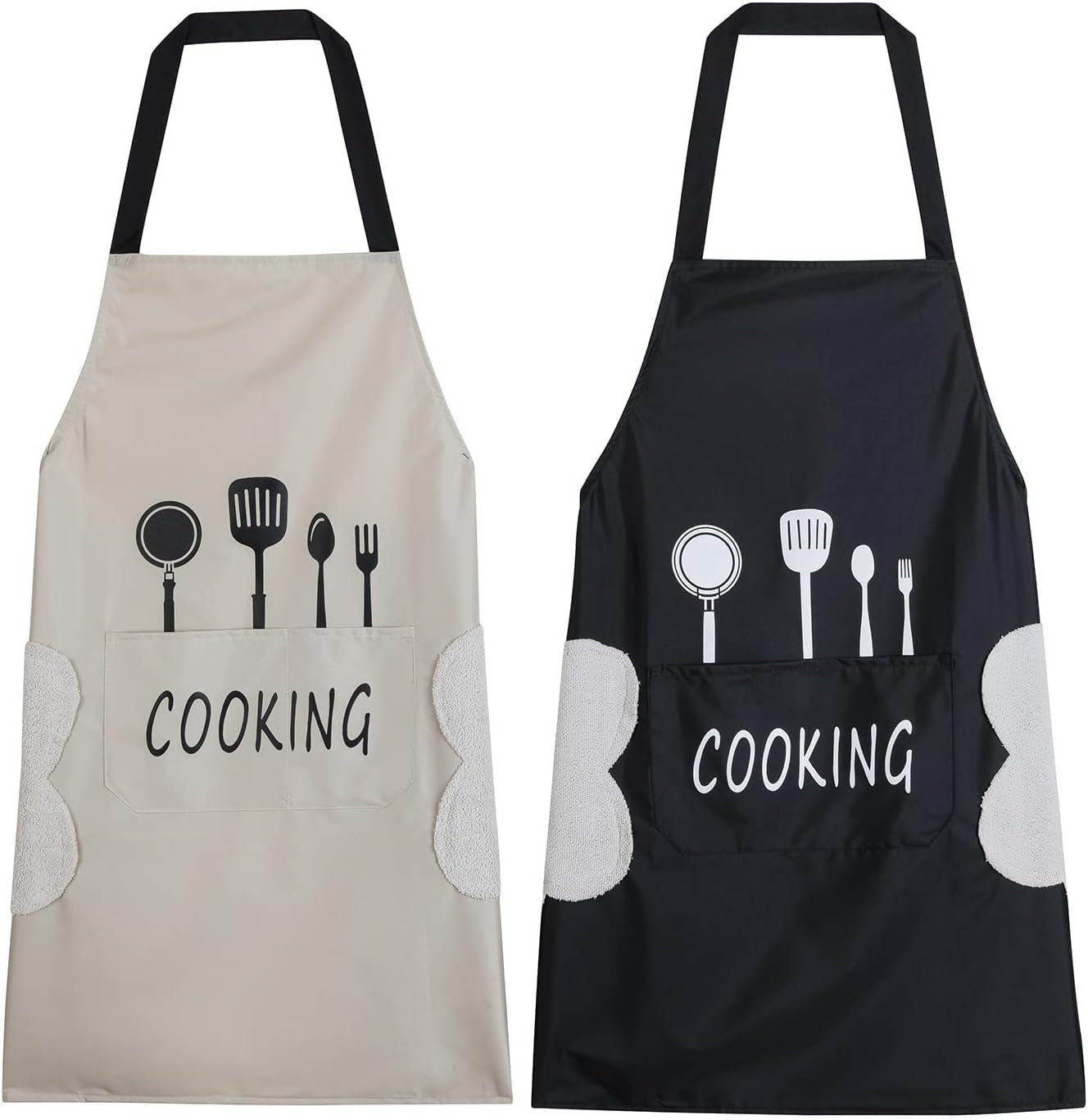 Women Kitchen Apron with Hand Wipe Pockets .Big Pocket.Hand-Wiping. Waterproof for Cooking Baking - Image 6