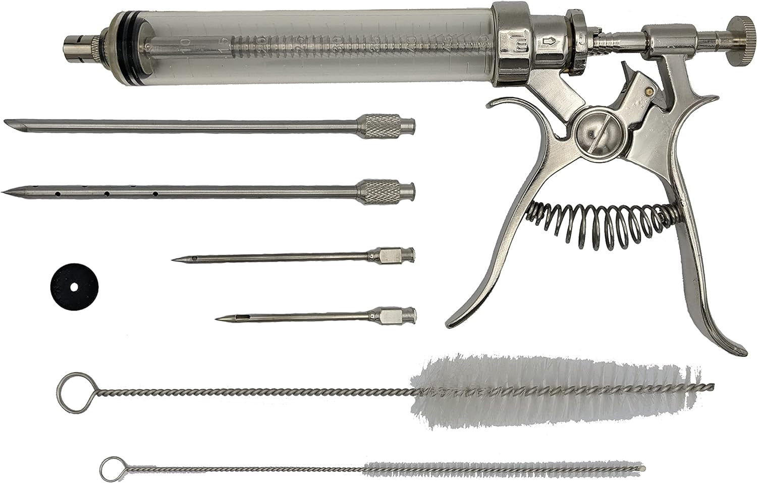 BBQ Smoker Grill Professional Meat Injector Syringe Kit for Smoking with Case. Heat Resistant Non Slip Gloves and Silicone Mop Brush for Turkey Marinade Injection - Image 2