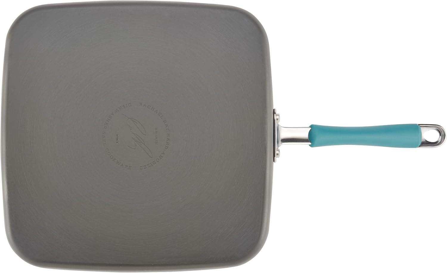 Rachael Ray Cucina Hard Anodized Nonstick Griddle Pan/Flat Grill. 11 Inch. Gray with Agave Blue Handle - Image 11