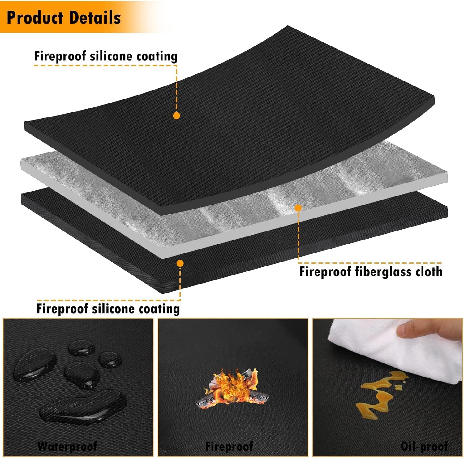 40 round Fire Pit Mat 3-Layer Outdoor under Grill Mat Patio Deck Protector BBQ Mat.Fire Proof Pads for Solo Stove Bonfire under Fire Pit.Charcoal Grills.Griddles and Smokers - Image 2